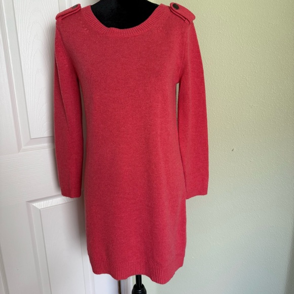 Theory Cashmere Sweater Dress Tunic in Coral - Picture 1 of 10